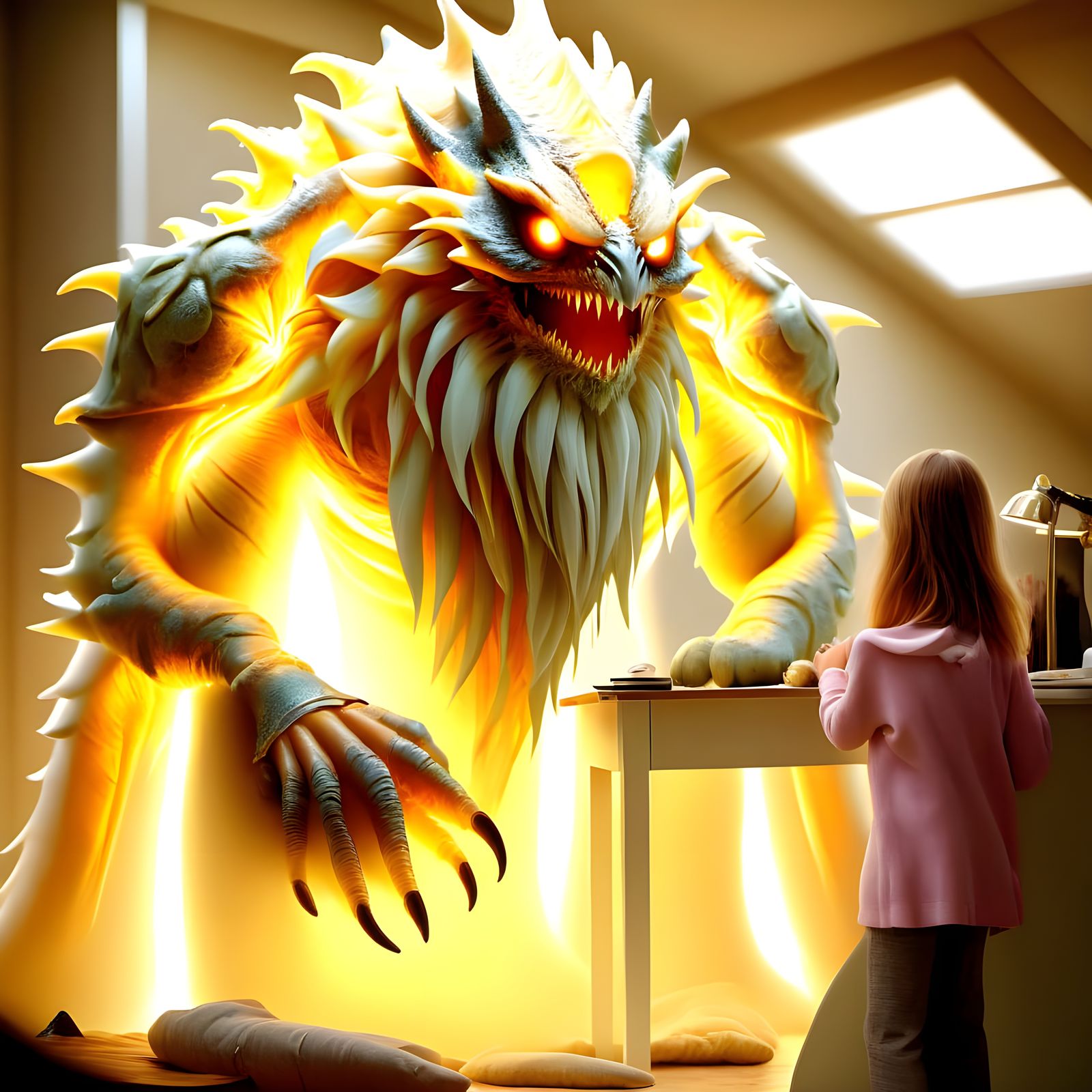 Gentle Monster Sits Beside a Person in Detailed Art