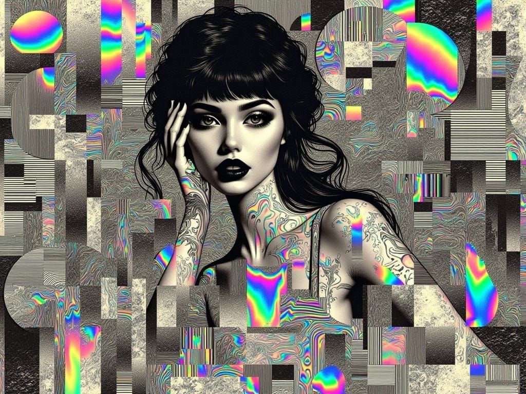 Glitch Art Portrait in Fragmented, Animating Pieces