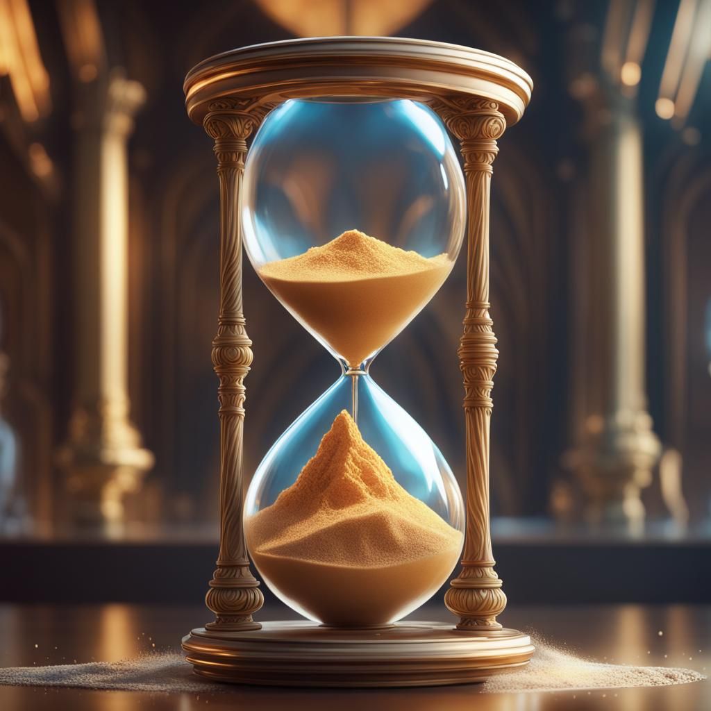 Golden Sand Hourglass: Hyperdetailed Digital Art