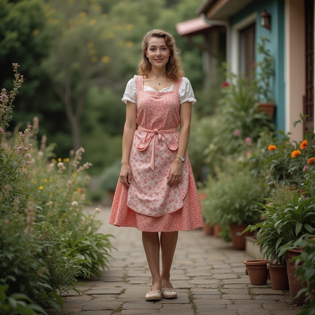 Tradwife in 1950s Dress and Apron