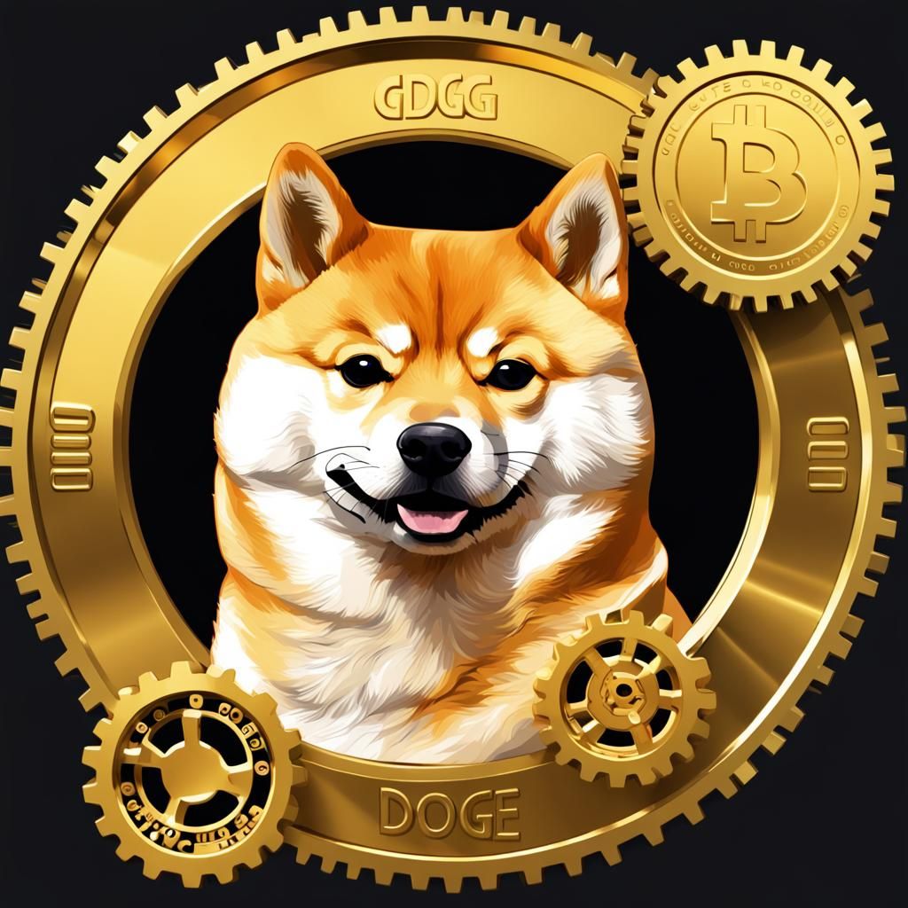 Steampunk Dogecoin Crypto Mining Concept Art