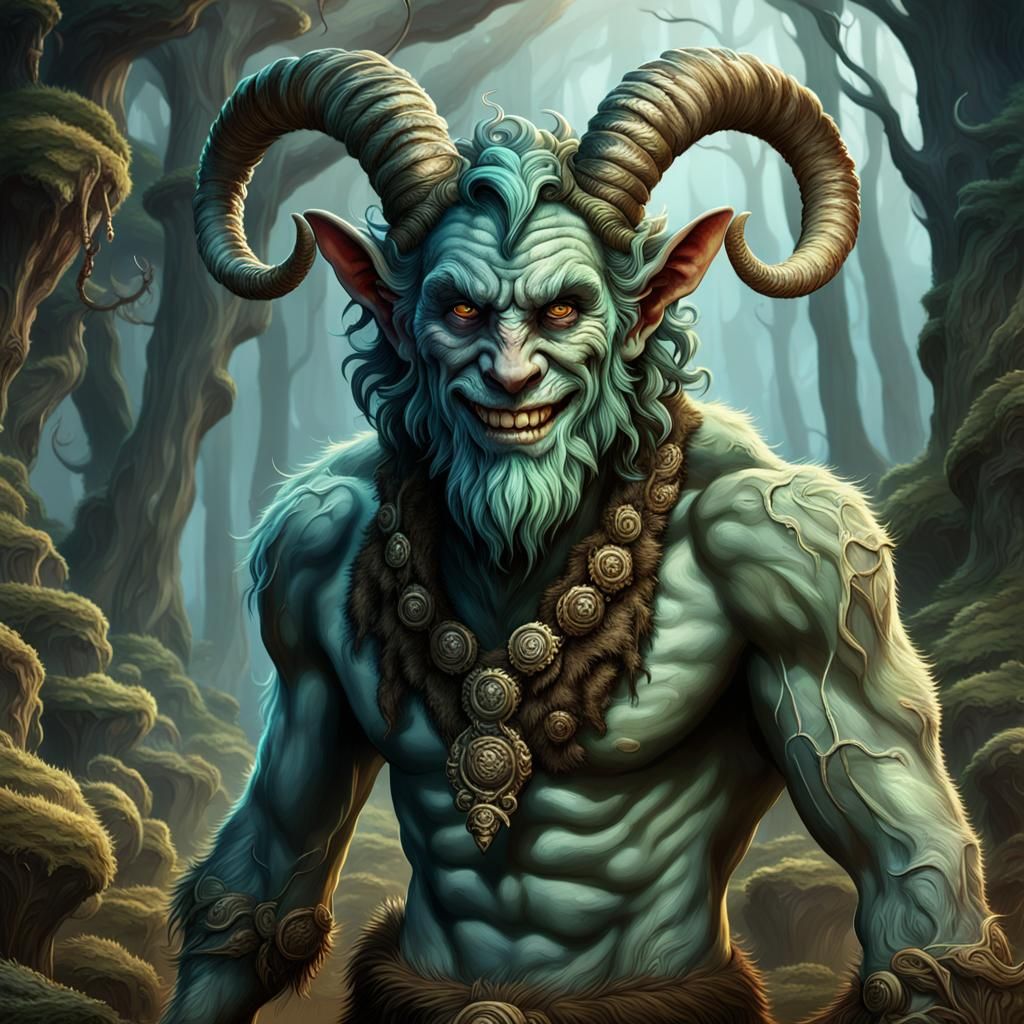 Wan Satyr Covered in Fungus and Mold in Fantasy Concept Art...