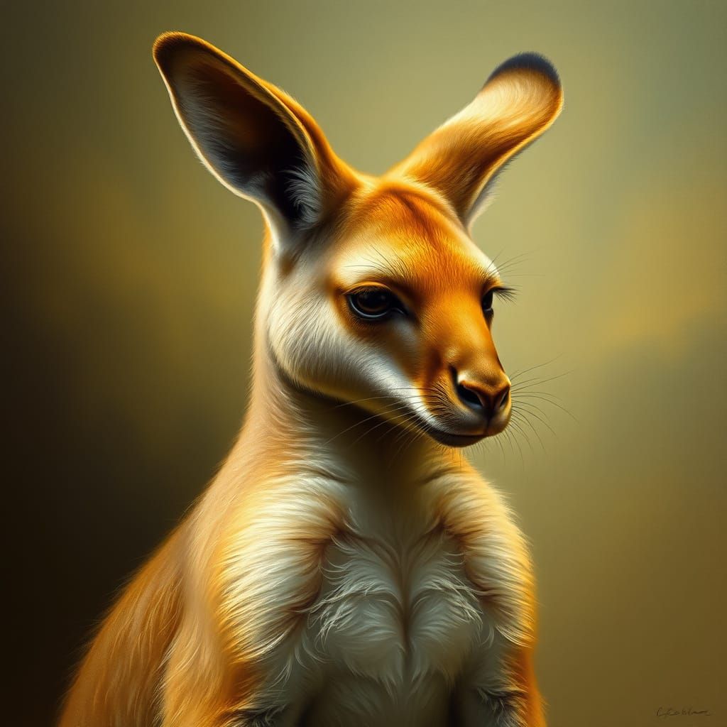 Regal Kangaroo Lady in Renaissance Style