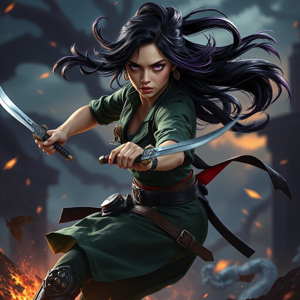 Fantastical Assassin Unleashes Fury in Cyberpunk Realm