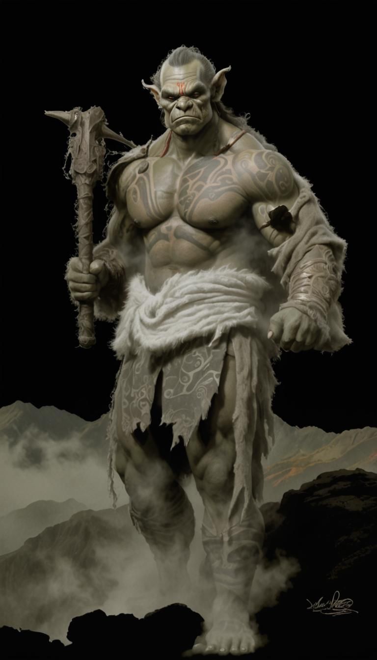 Hawaiian Orc Warrior on Misty Peak