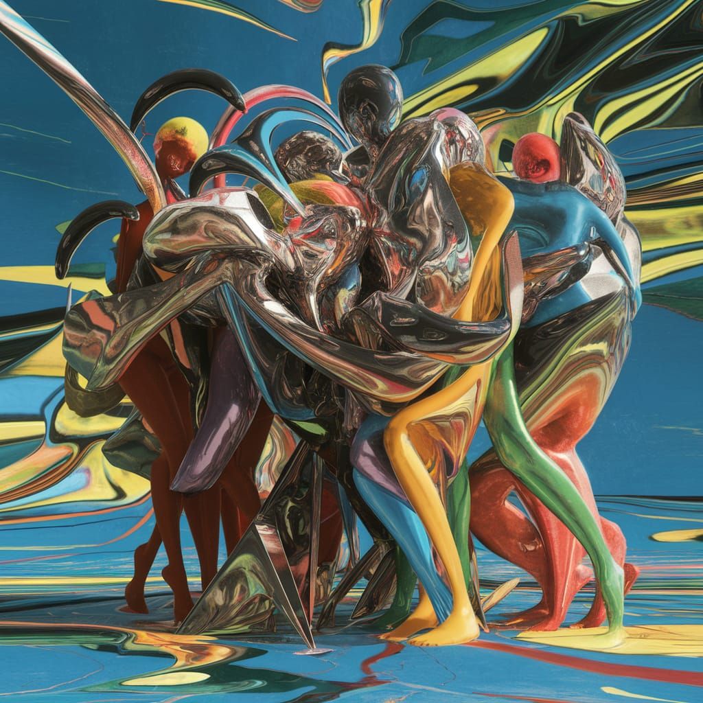 Surreal Abstract Figures Morphing in Vibrant Colors