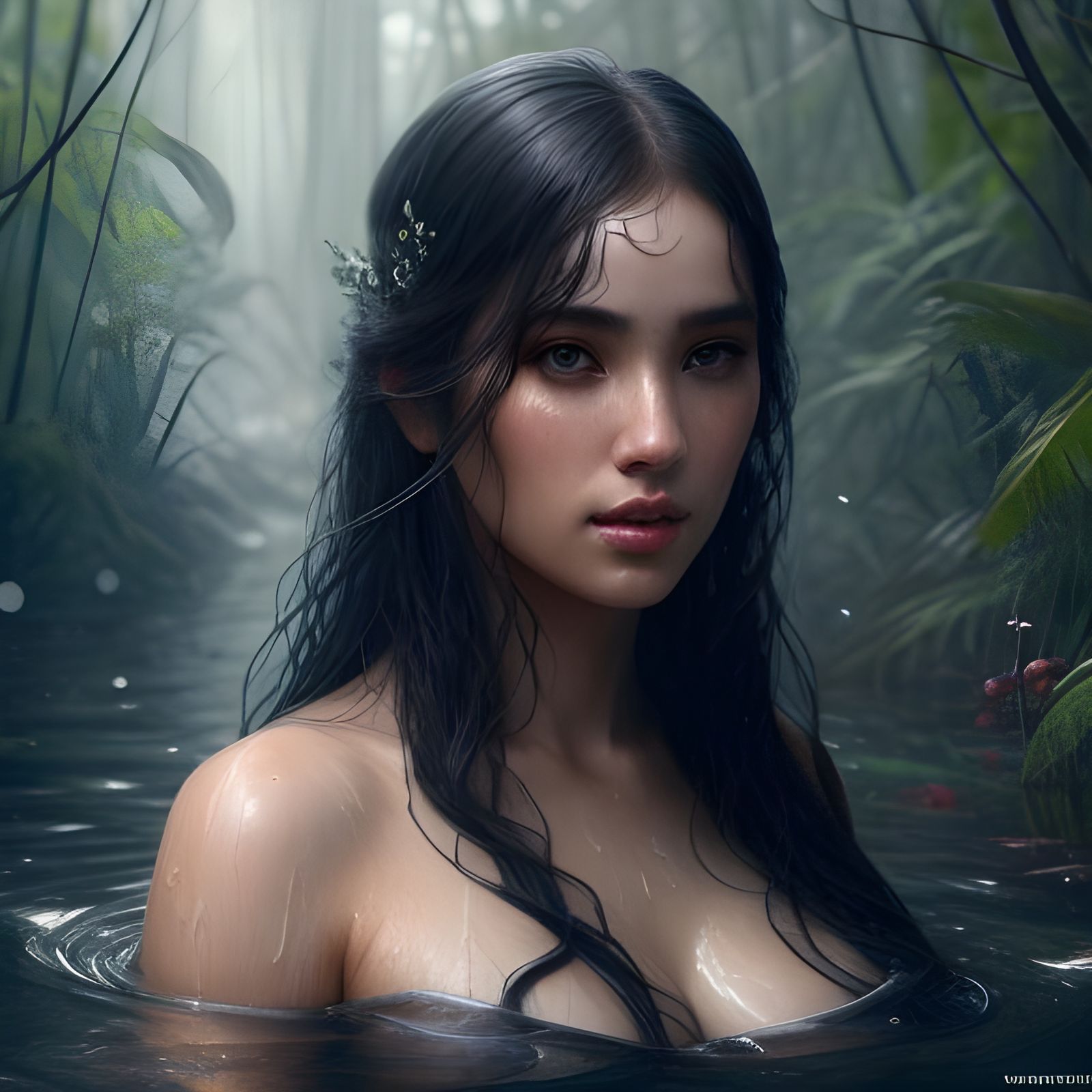 Glistening Water Woman: Hyperdetailed Fantasy Portrait