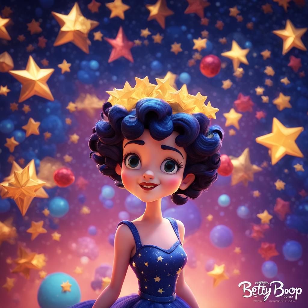 Betty Boop in Starry Night Style