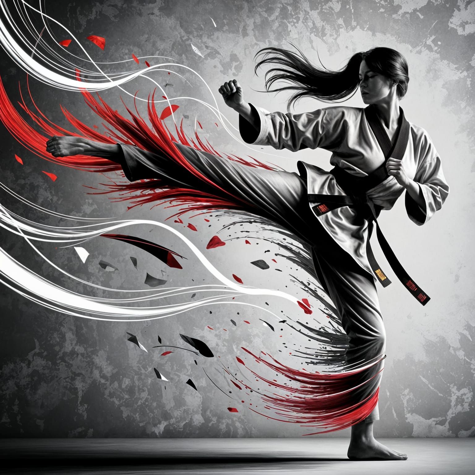 Abstract Martial Artist in Motion: Energy and Light