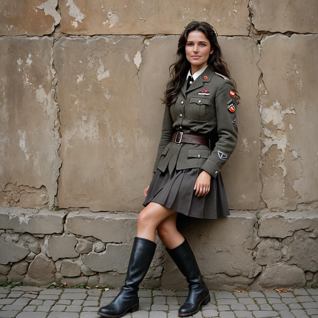 German Woman in Wehrmacht Uniform, Anime Style