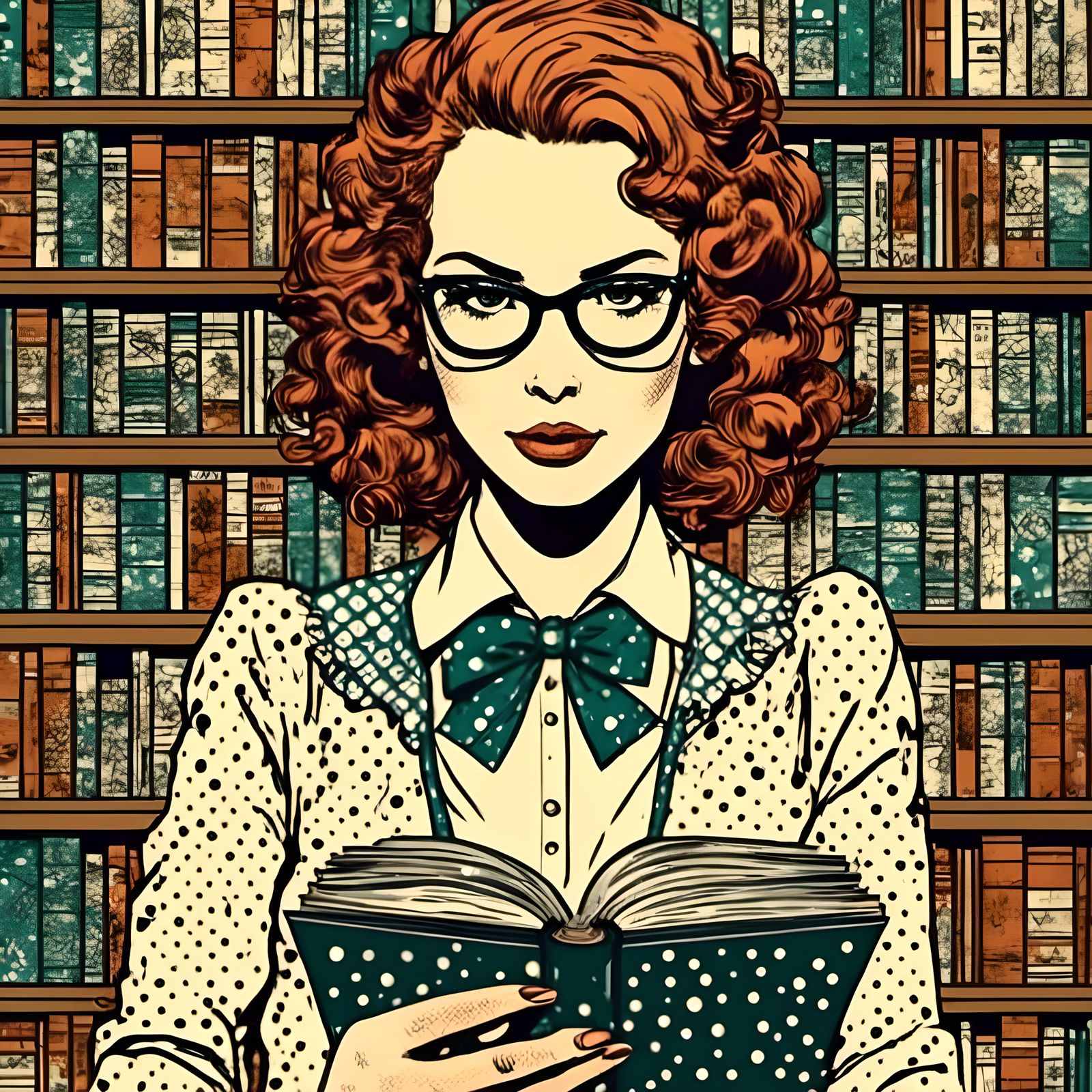 Librarian in Comic Book Art Style