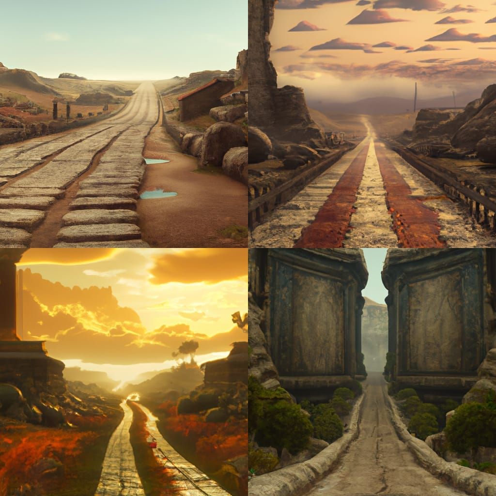 Ancient Roman Road: Detailed Matte Painting