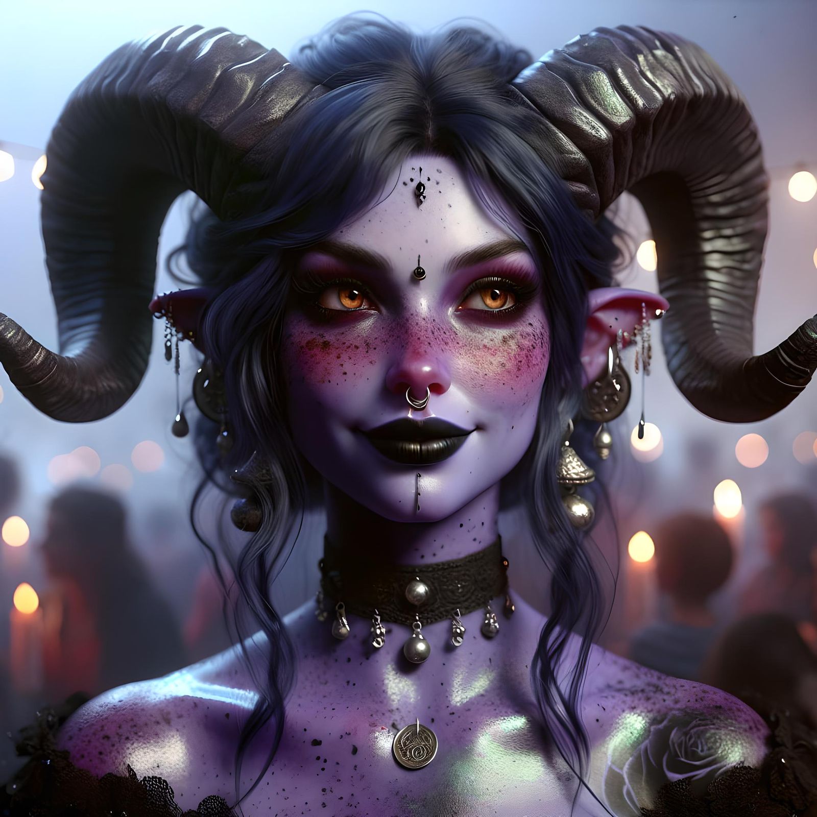 Tiefling Portrait in Hudson River School Style
