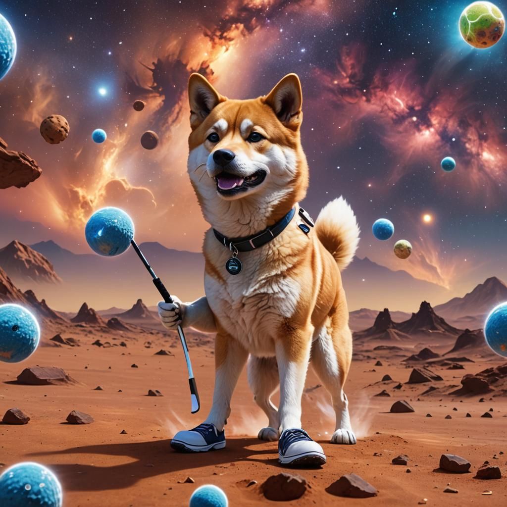 Doge Plays Golf on Mars: 3D Anime Art