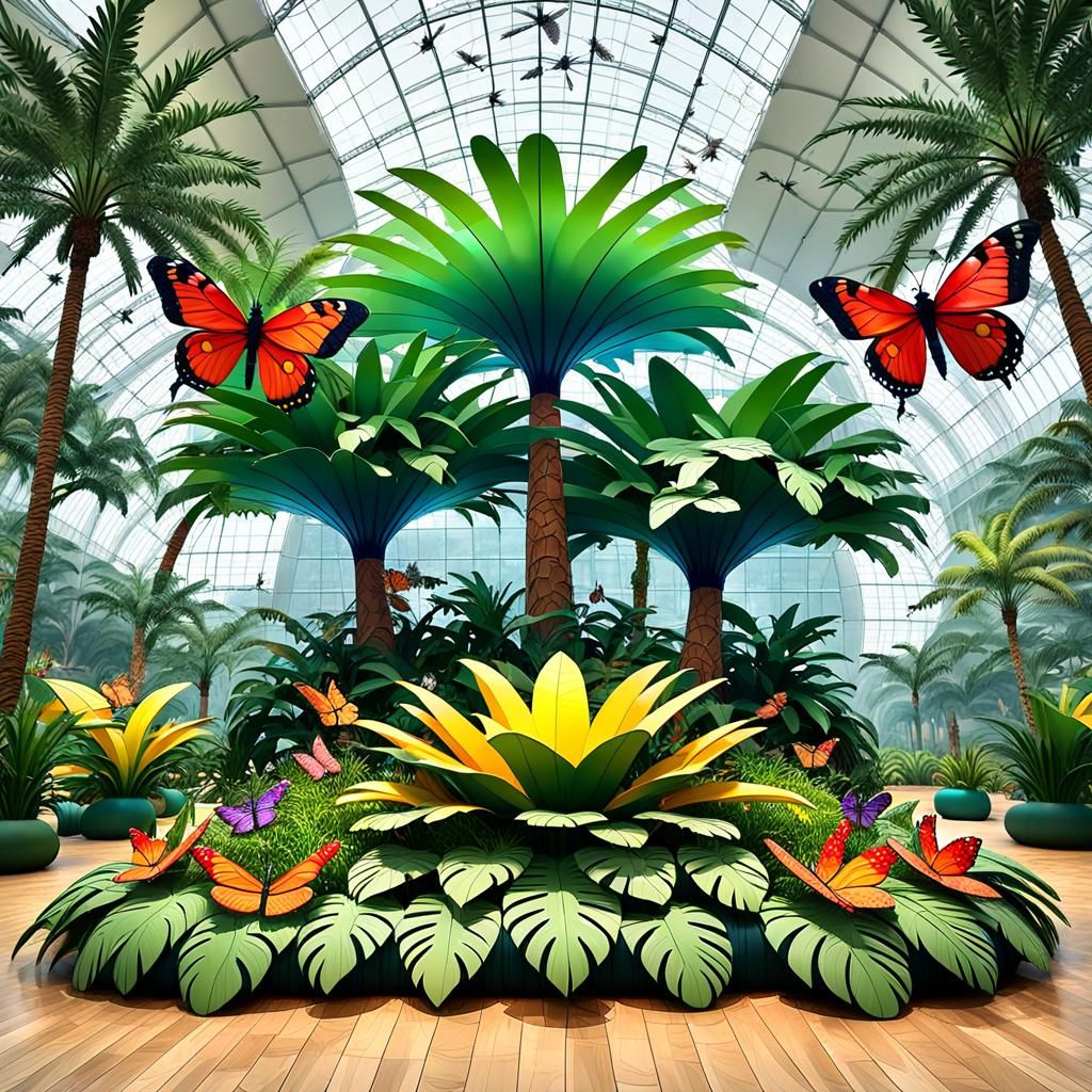 Lush Planters with Butterflies in Exhibition Hall