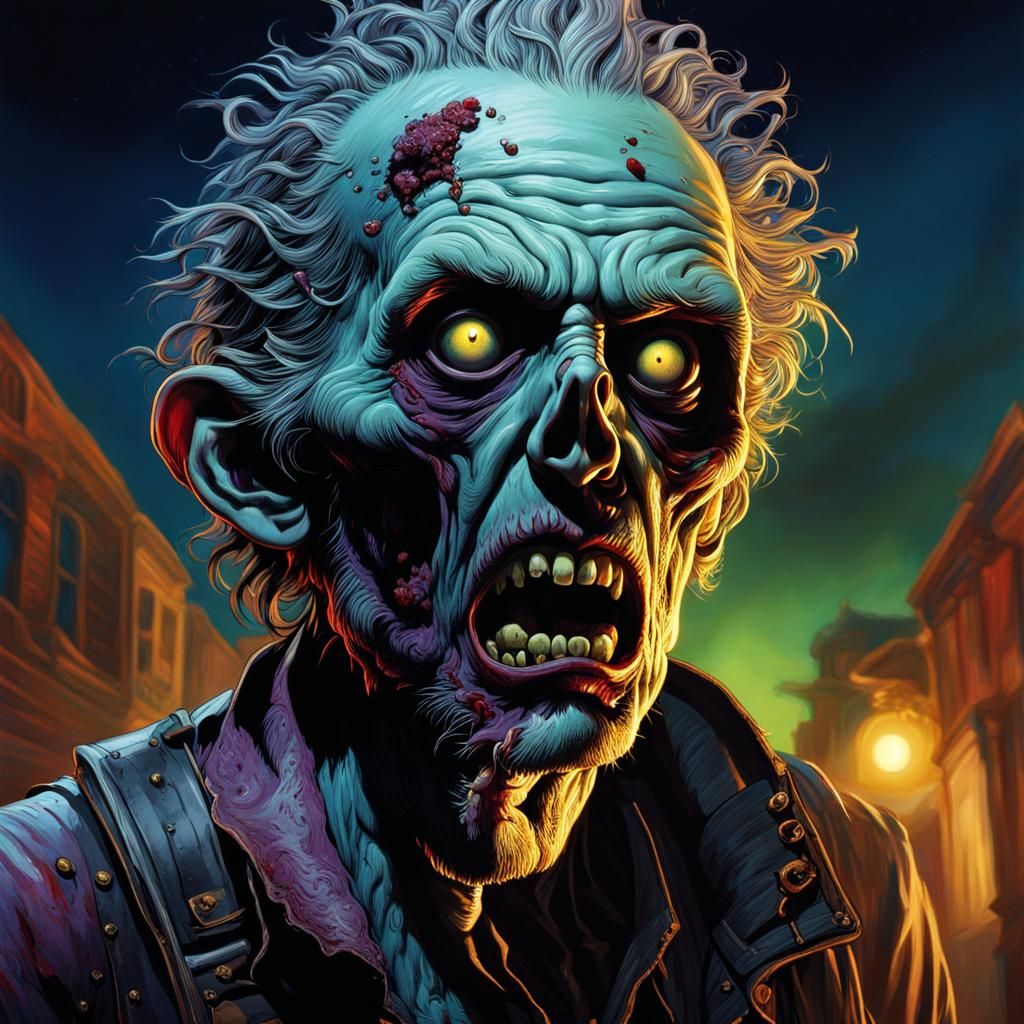 Zombie in a quest, Illuminated by the moonligh