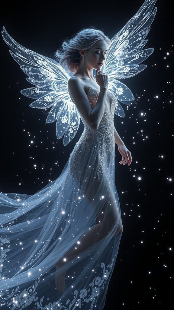 Ethereal Goddess in Blacklight Aura