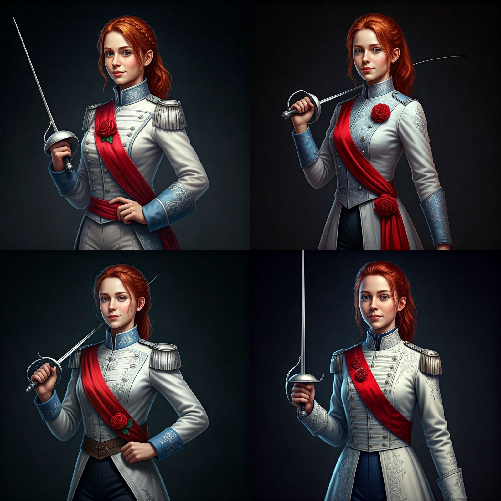 Noble French Duelist in Medieval Military Uniform