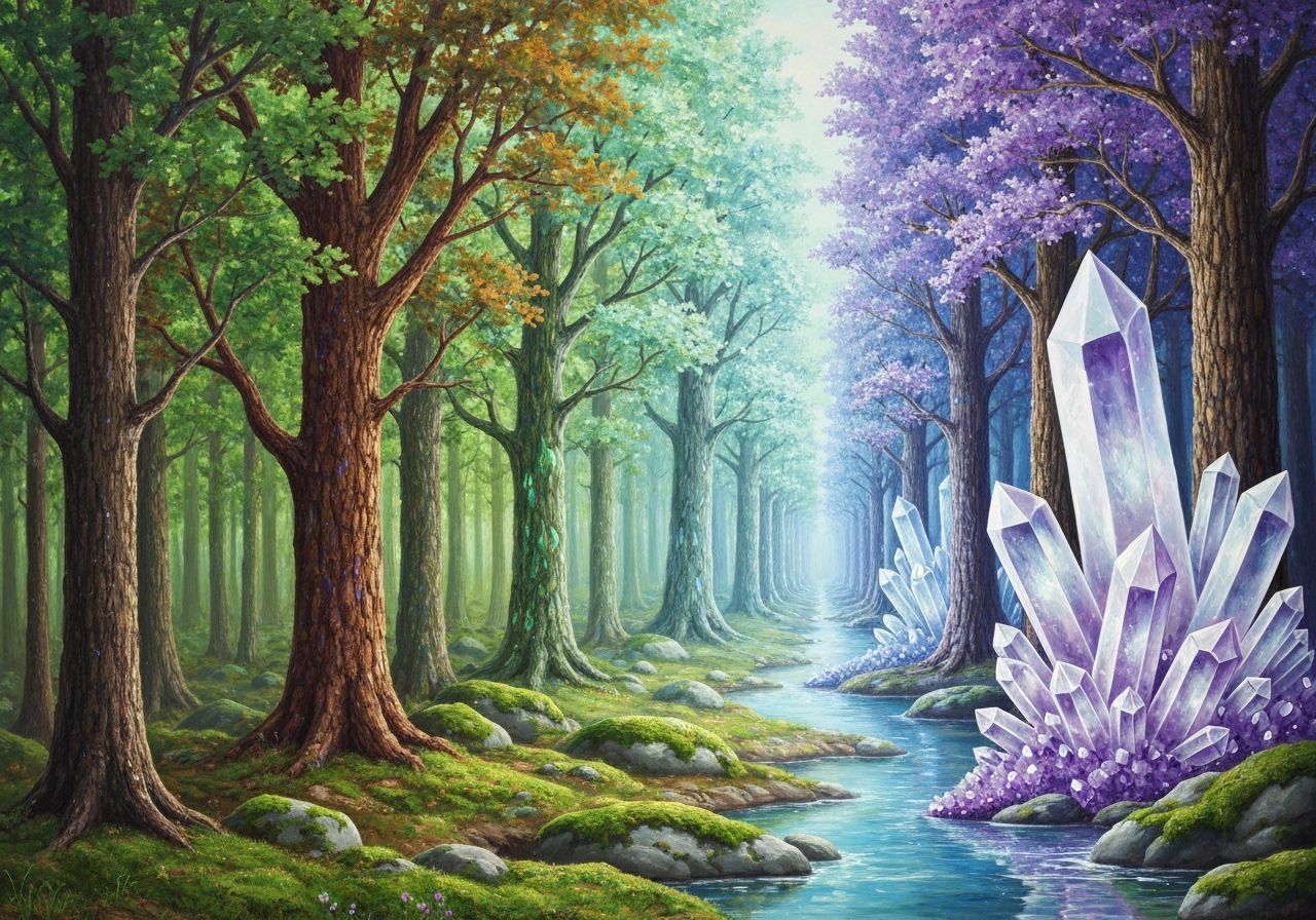 Enchanted Forest Transformed into Living Crystal