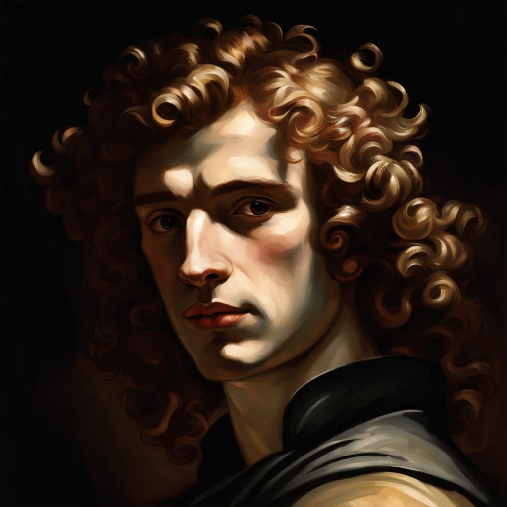 Baroque Portrait of Red-Haired Man with Chiaroscuro Lighting