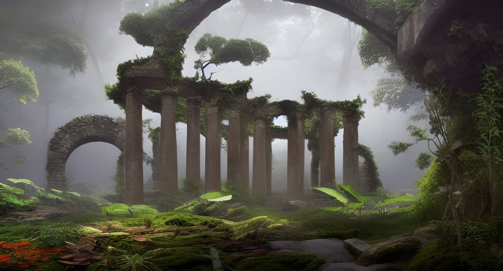 Ancient Jungle Ruins Landscape in 4K