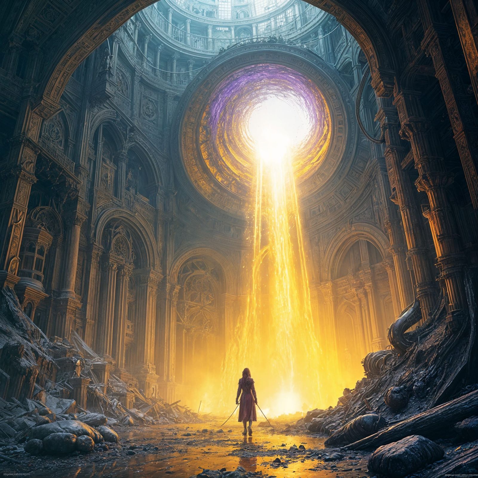 Dark Fantasy Vacuum Cleaner Realm in Cyberpunk Style