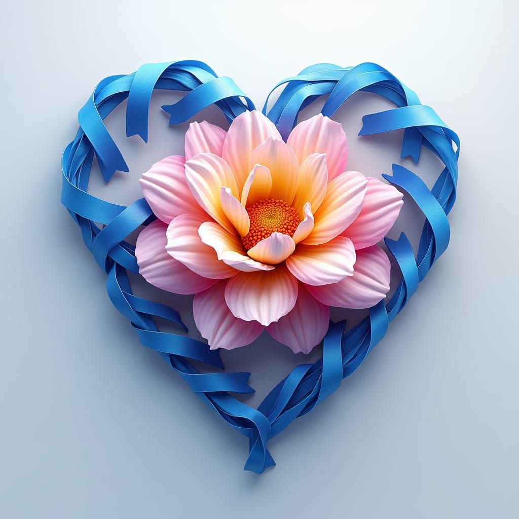 Heart and Flower Design in Matte Painting Style