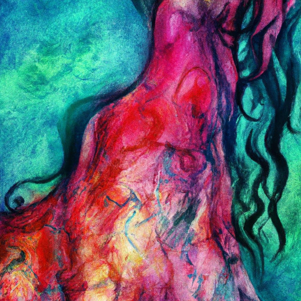 Powerful Female Centaur in Alcohol Ink and Pencil Style