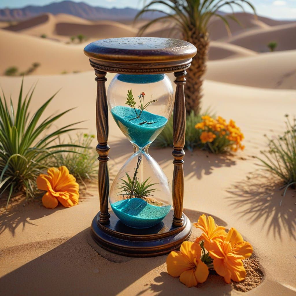 Surreal Desert Hourglass in Hyper-Realistic Photography