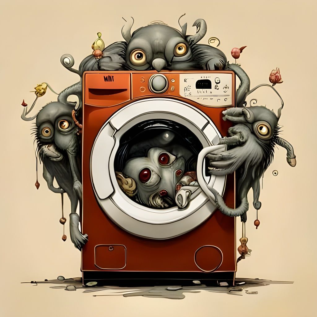 Anthropomorphic Washing Machine Eats Socks, Fantasycore Art