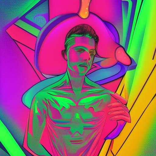 Neon Nights: Holographic Astral Illustration