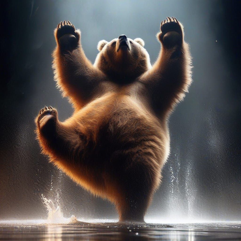 Obese Kodiak Bear Falling into Water