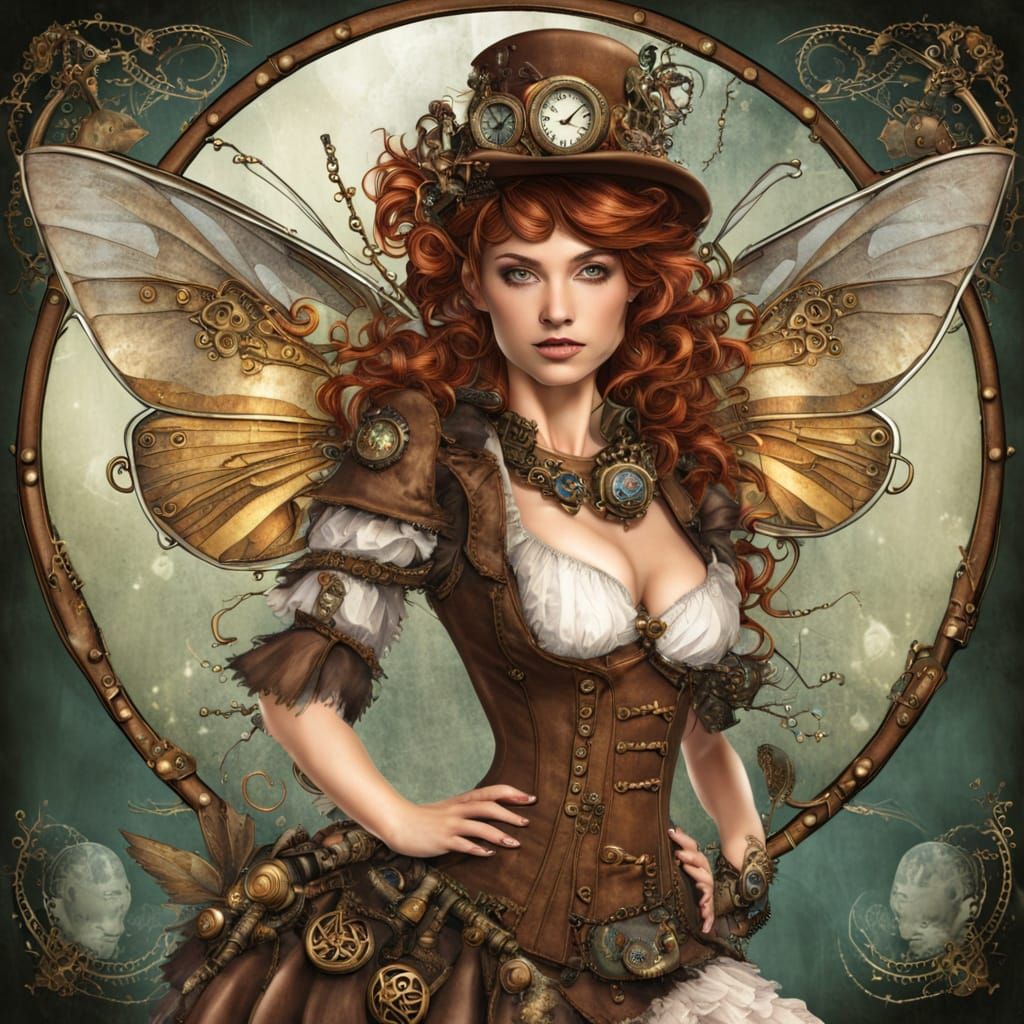 Steampunk Fairy with Mechanical Wings