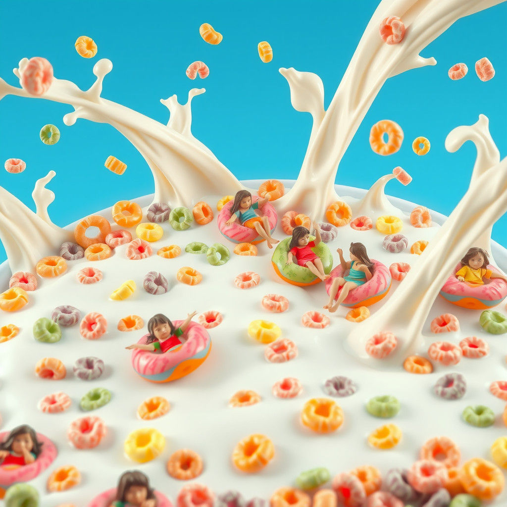 Miniature People Tubing in Froot Loops River