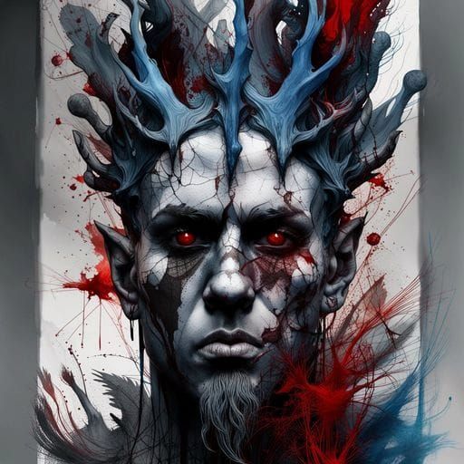 Gothic Dark Elf King with Red Eyes