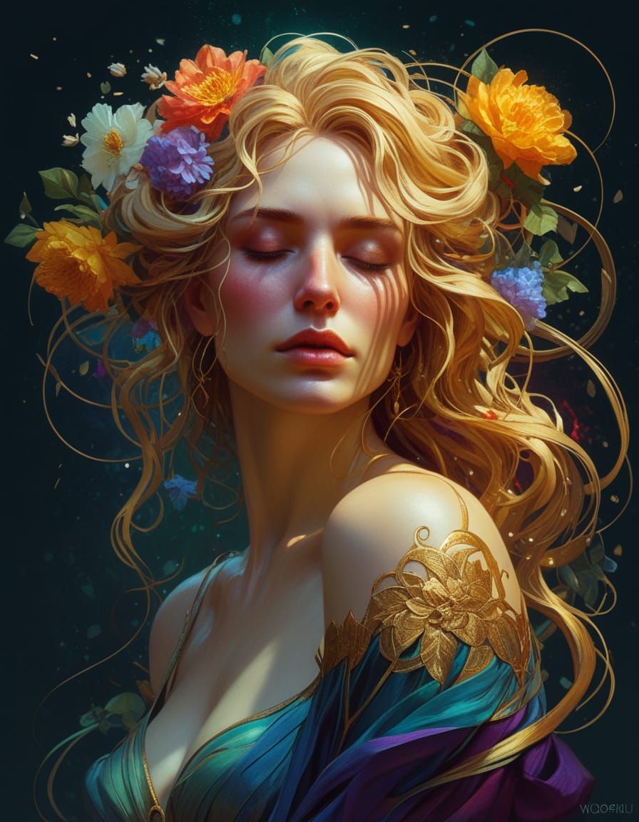 Art Nouveau Portrait of Provocative Model by Gustav Klimt