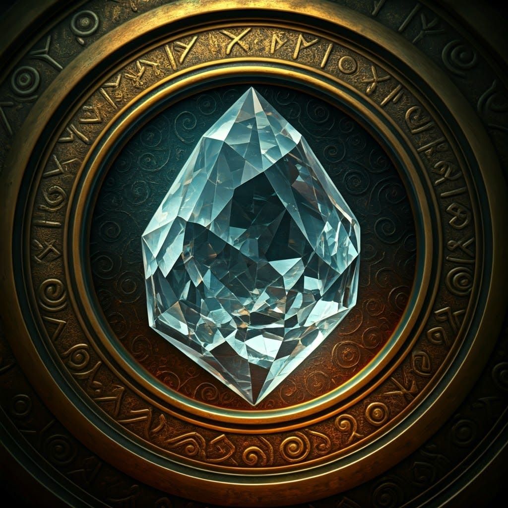 Crystal of Ancient Mysticism in Golden Brass