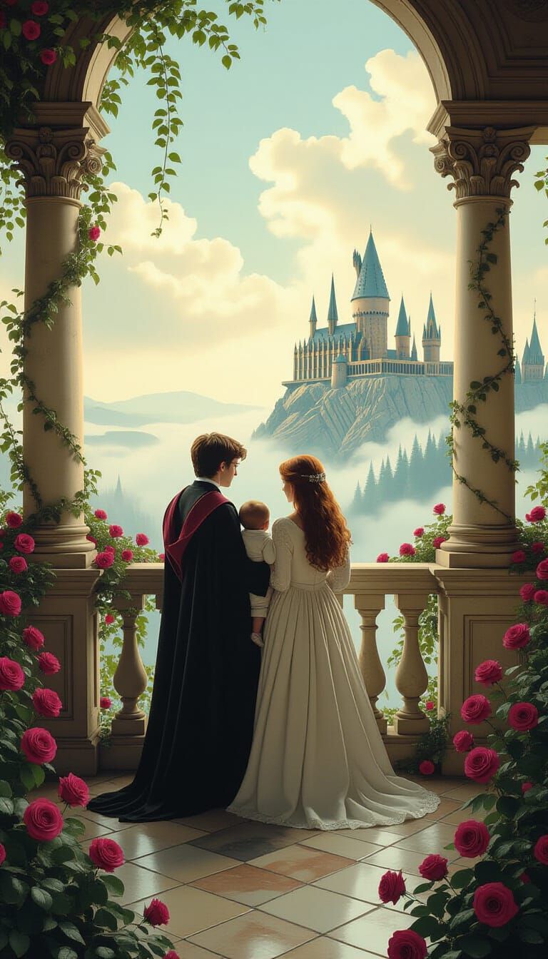 Harry Potter Family Portrait in Dali-esque Oil Painting