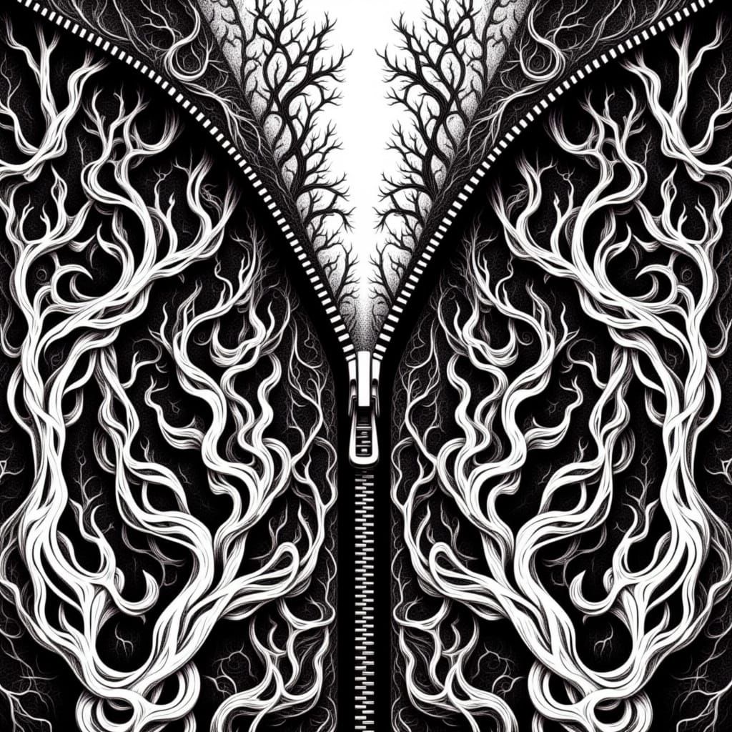 Op Art Zipper Reveals Inverted Filigree Scene