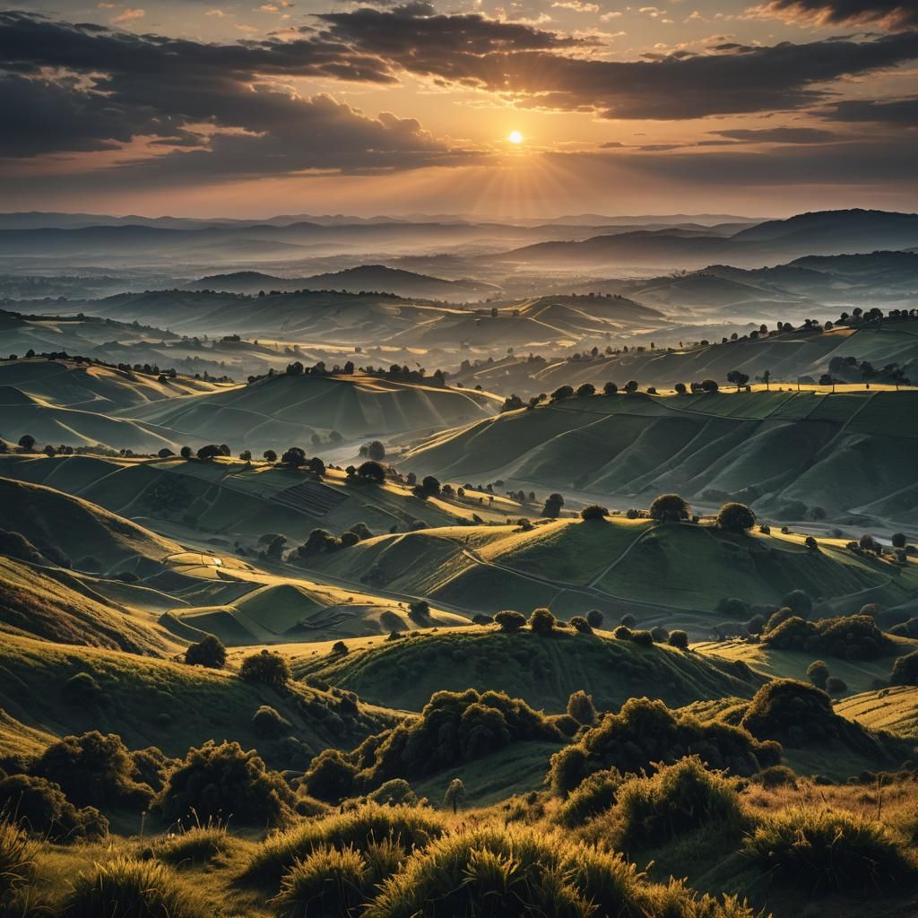 Hyperrealistic Sunrise Landscape in HDR