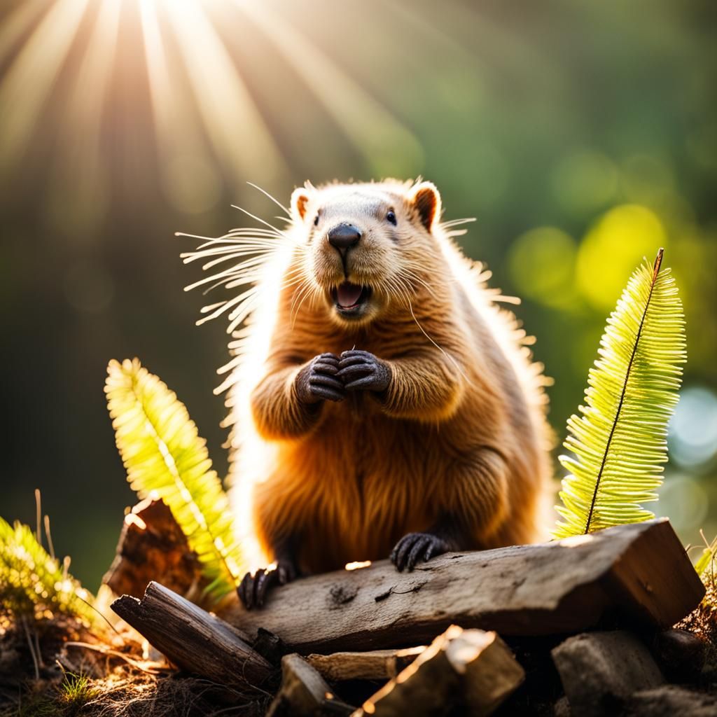 Beavers Build Manger in Divine Sunshine
