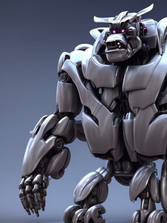 Mecha Robot Gorilla in Futuristic Sci-Fi Lab