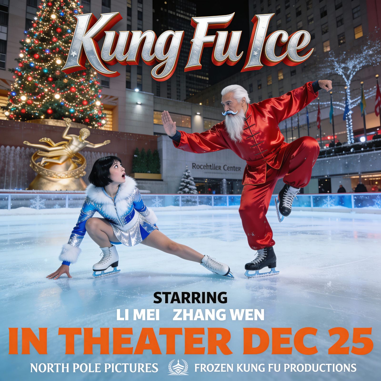 Kung Fu Ice Movie Poster with Skaters