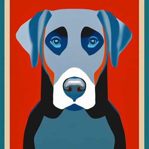 Pop Art Labrador Screen Print in Triadic Colors