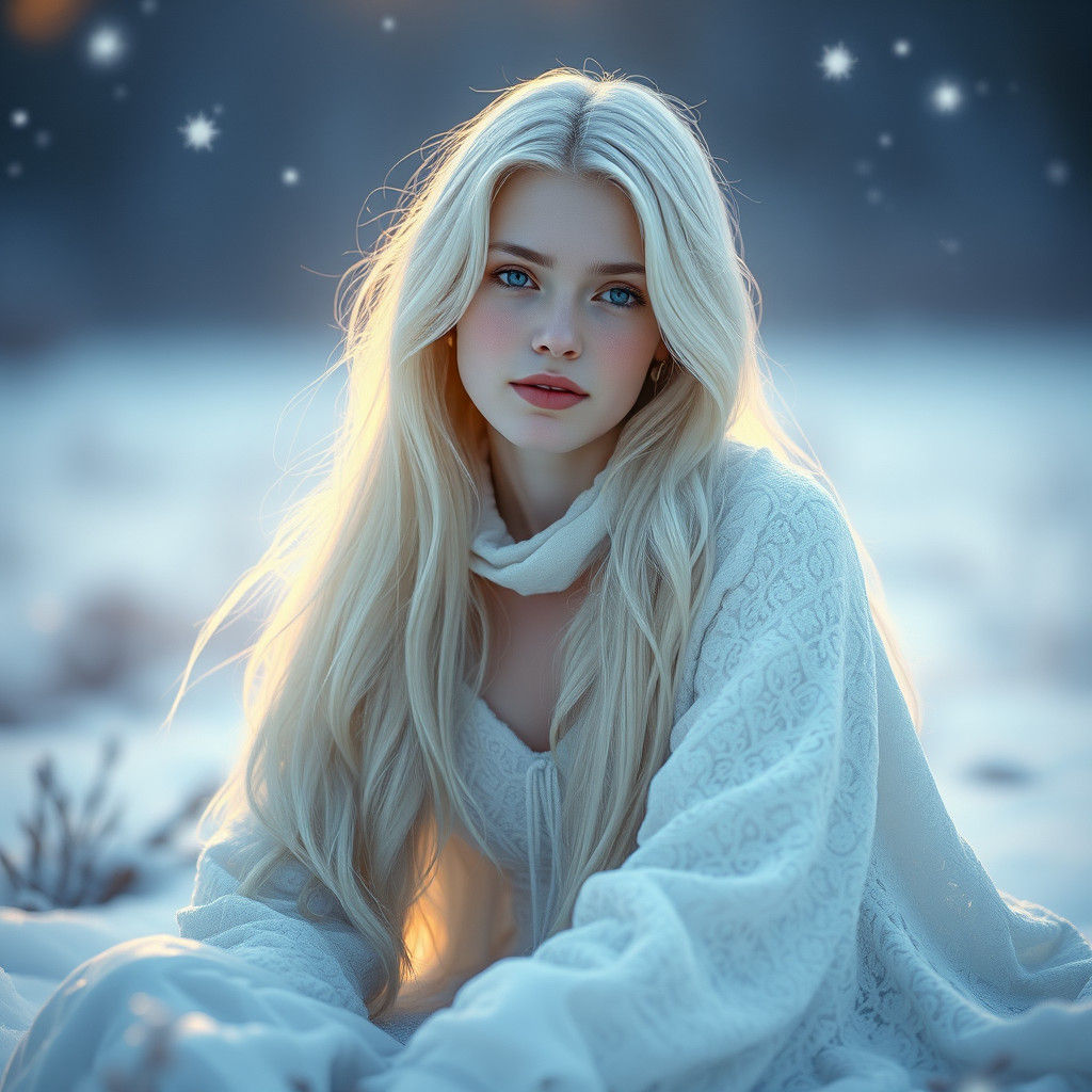 Woman in Snow: Digital Matte Painting in Fantasy Style