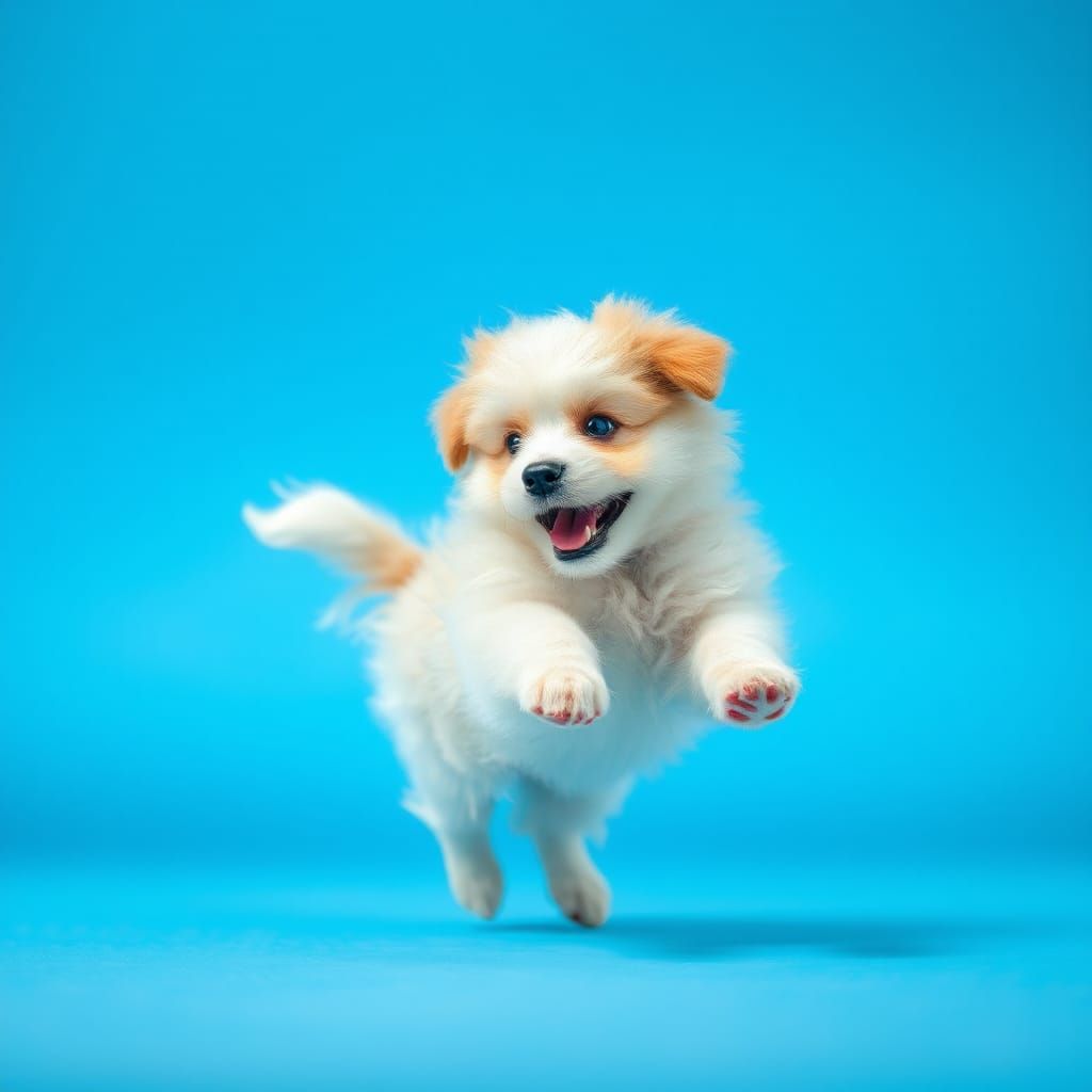 Celestial Puppy Chasing Tail in Starry Dance
