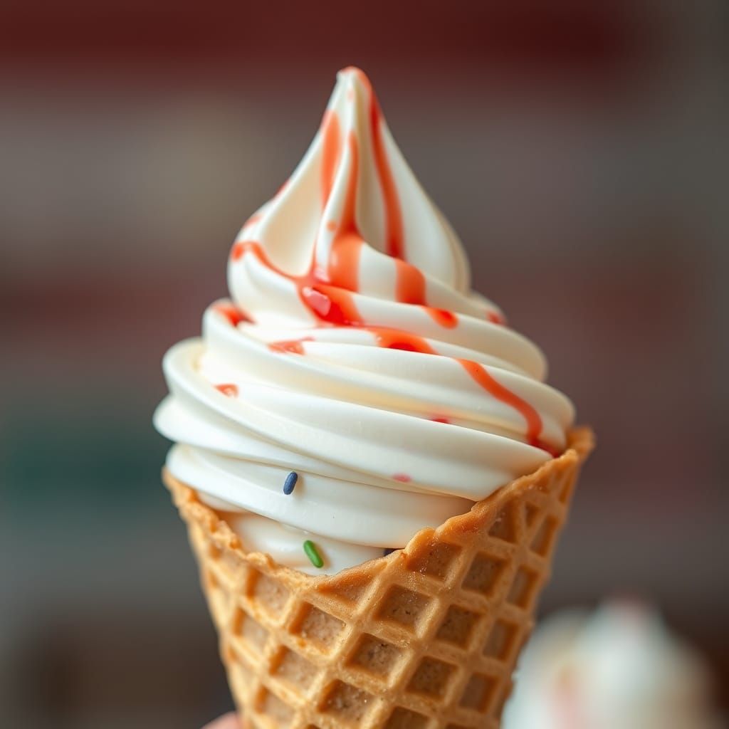 Delicious Swirled Ice Cream Cone Still Life
