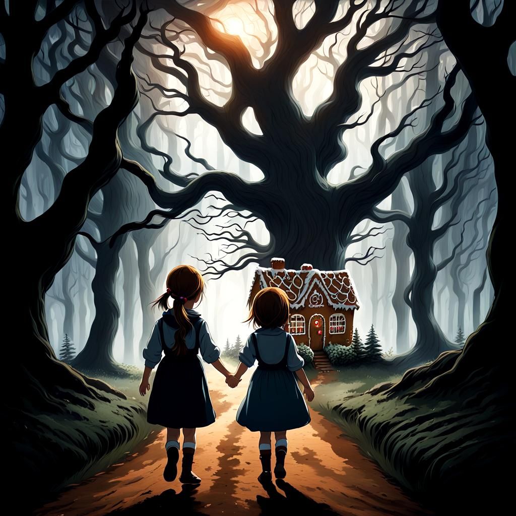 Gingerbread Cottage Beckons in Dark Forest, Ghibli-esque