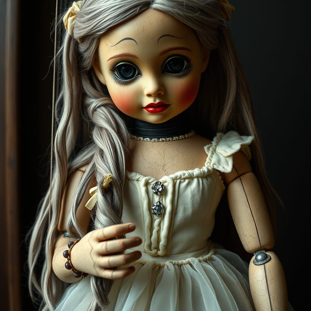 Haunting Ballet Puppet Doll, Carved from Wood