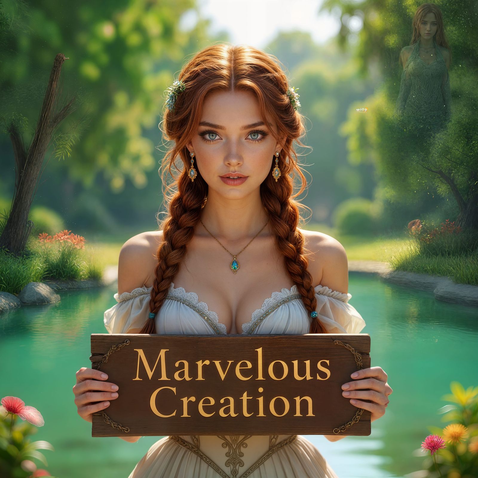 Redhead Portrait with Blue Eyes in Detailed Digital Art